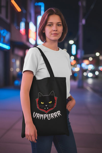 Black Cat Vampurrr Tote Bag USA Made