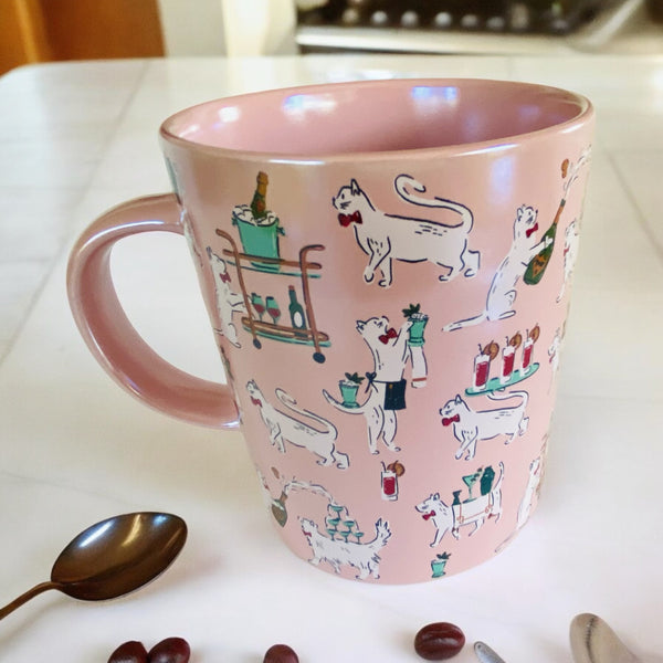 Pink Cocktail Cats 18 oz Mug