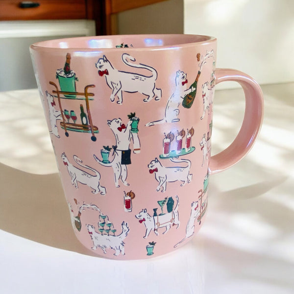 Pink Cocktail Cats 18 oz Mug