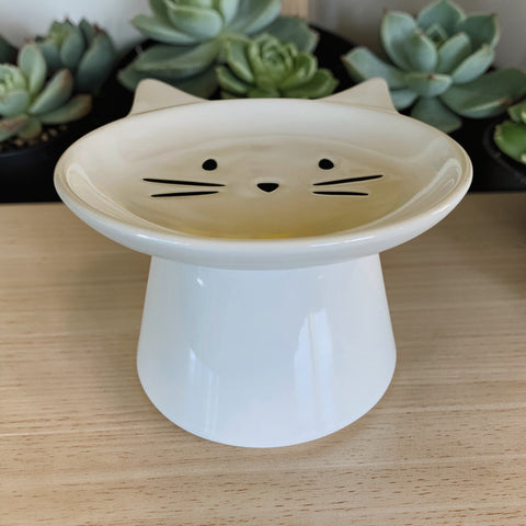 Whisker Friendly White Cat Face Dish