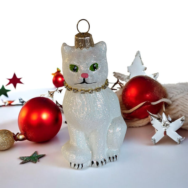 Hand Painted Blown Glass Cat Ornaments