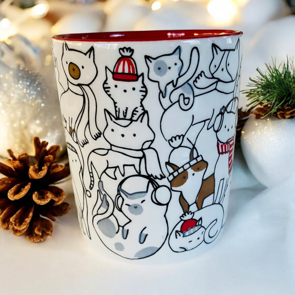 Festive Winter Cats 18oz Mug