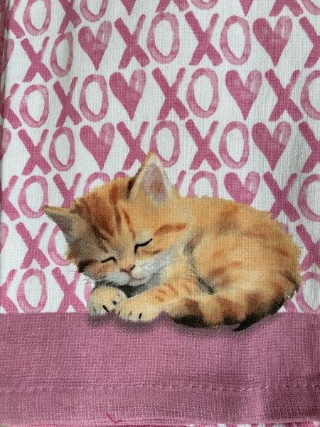 XOXO Orange Kitten Love Kitchen Towel Set