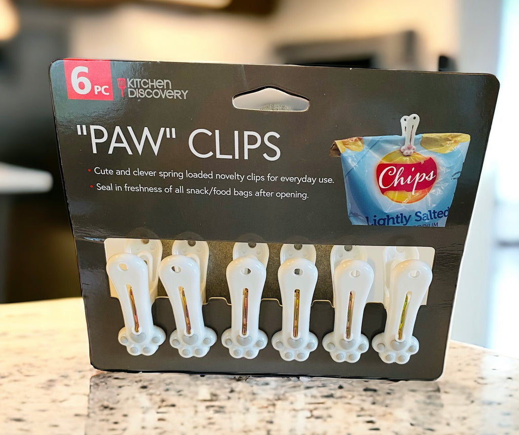 White & Pink and Grey Cat Paw Chip Clip Set