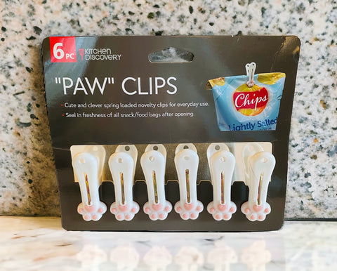 White & Pink and Grey Cat Paw Chip Clip Set