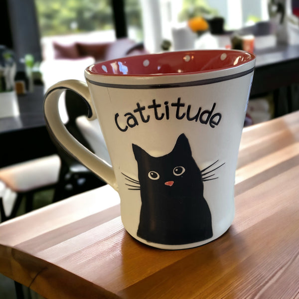 Black Cat Cattitude 17oz Mug