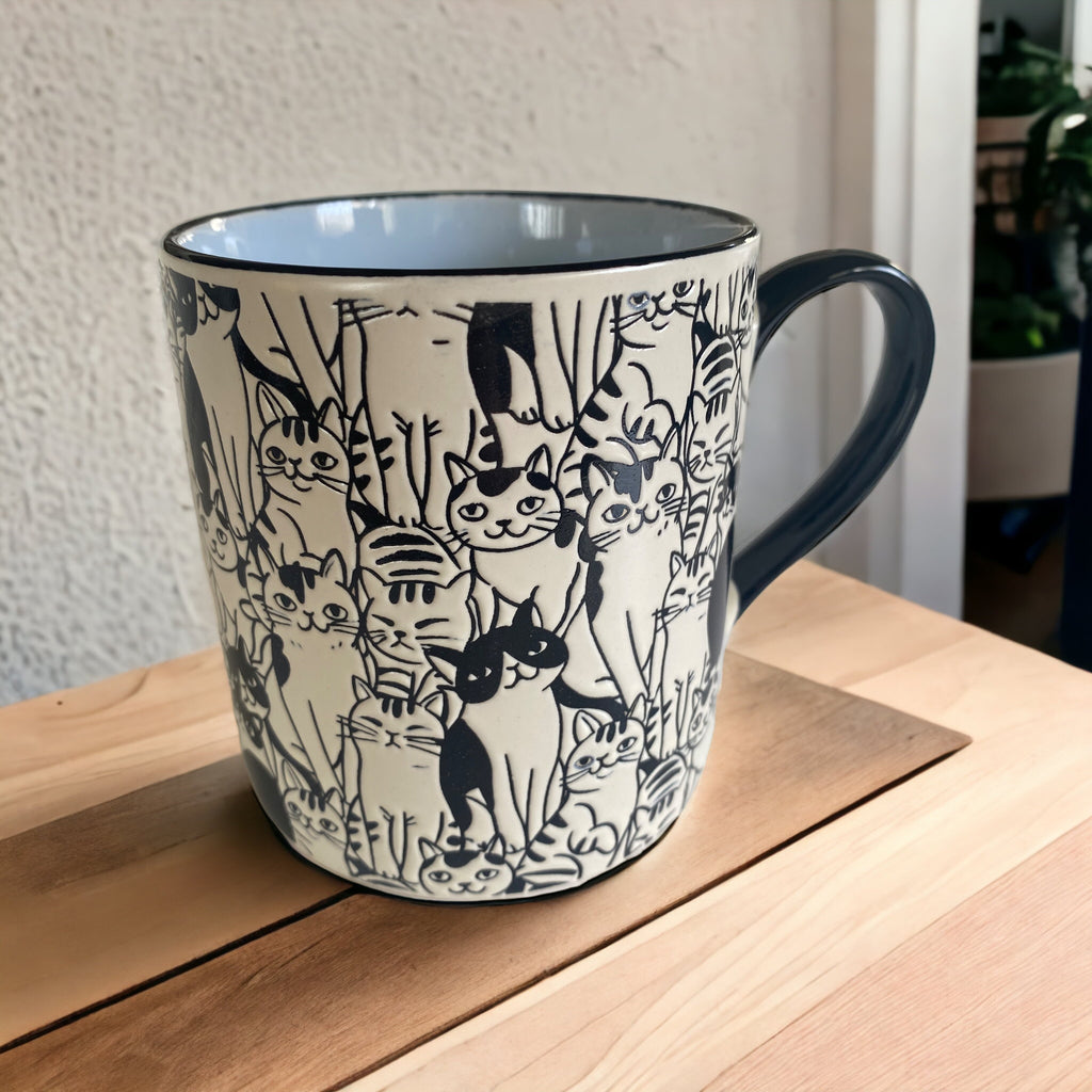 Multi Black and White Cats 14oz Coffee Mug