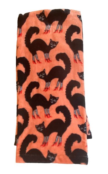 Gothic Gaga Black Cat in Red Boots Orange 3 piece Towel Set