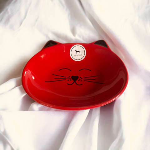Red Cat Face Shaped Plate