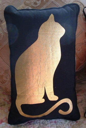 Black Cat & Gold Foil Cat Accent PILLOW - The Good Cat Company