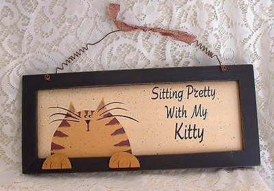 Country Orange Tabby Cat Sitting Pretty with my Kitty Cat Wood Sign - The Good Cat Company