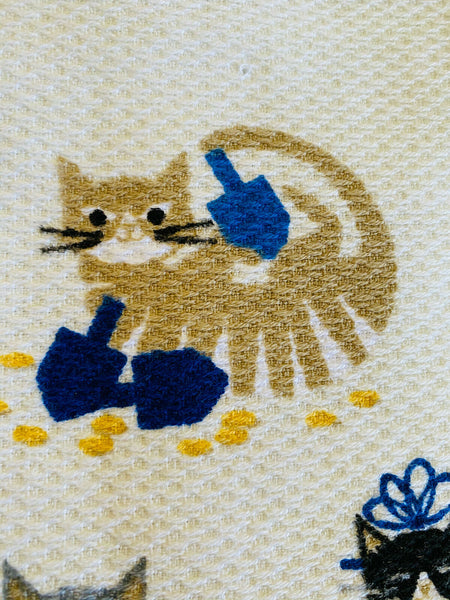 Chanukah Cats Menorah & Dreidel Kitchen Towel Set - The Good Cat Company