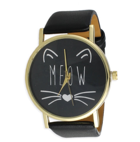 Black Cat Face Meow Watch - The Good Cat Company