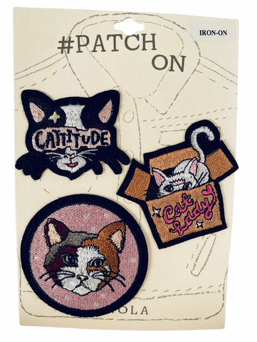 Embroidered Cat 3 Piece Iron on Patch Set - The Good Cat Company