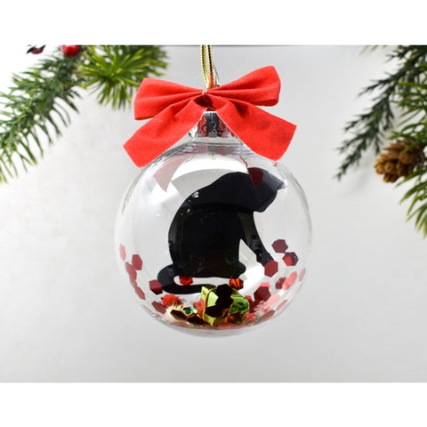 Playful Black Cat in Ball Christmas Ornament