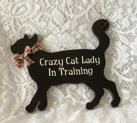 Black Cat Crazy Cat Lady In Training Sign - The Good Cat Company