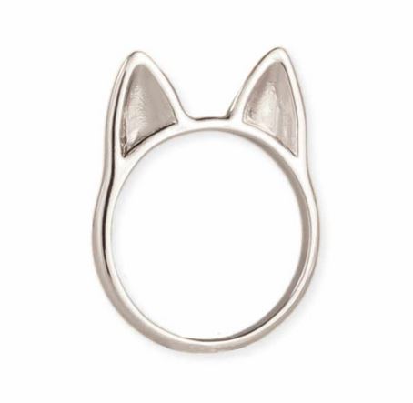 Simply Feline Silver Cat Ears Ring