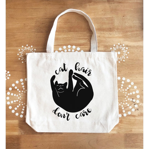 Cat Hair Don't Care Jumbo Tote Bag USA Made