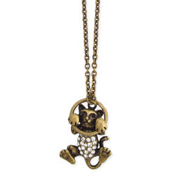 Antique Gold Finish Hang in There Cat Necklace - The Good Cat Company