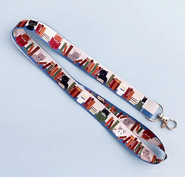 Cats and Books Lanyard