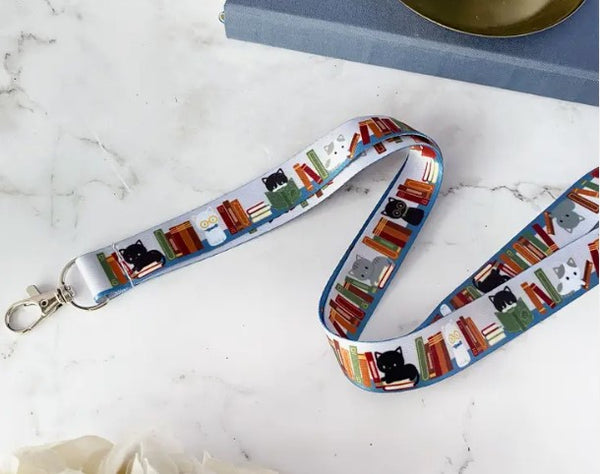 Cats and Books Lanyard