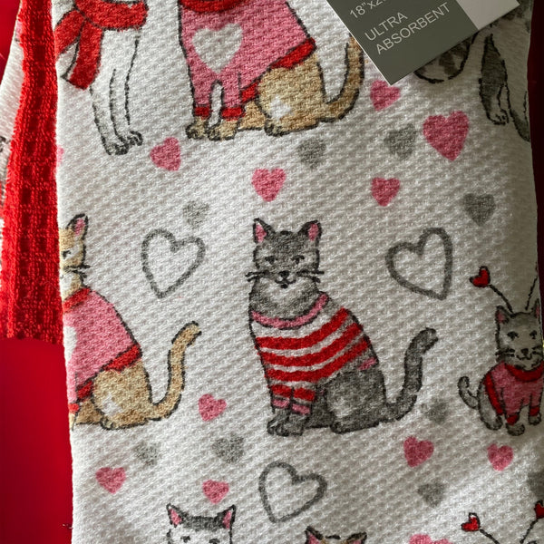Cats and Hearts 3 Kitchen Towel Set