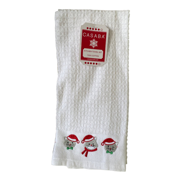 Christmas Cats in Stocking Hats 3 piece Kitchen Towel Set