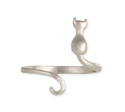 Wrap Around Your Finger Cat Silver Ring