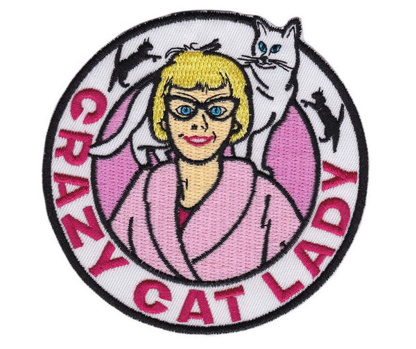 Embroidered Crazy Cat Lady Iron on Patch