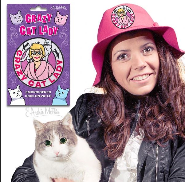 Embroidered Crazy Cat Lady Iron on Patch