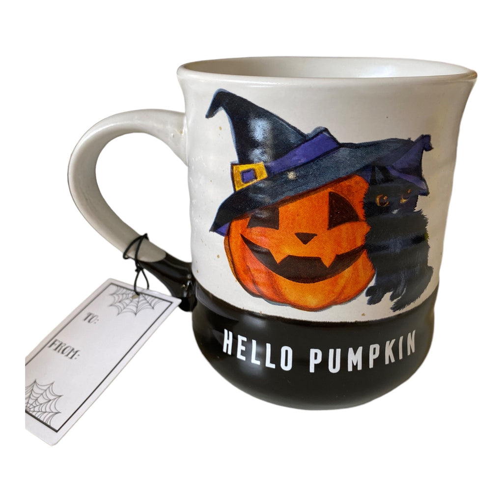 Halloween Black Kitten in Witch Hat Hello Pumpkin Mug