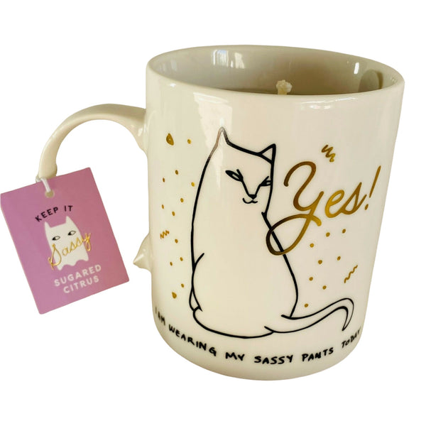 Wearing My Sassy Pants Today Cat Sugared Citrus Candle Coffee Mug - The Good Cat Company