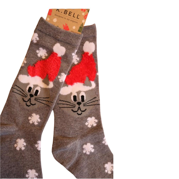 K-Bell Christmas Santa Cat Socks - The Good Cat Company