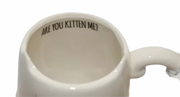 Cream & Gold Stripe "Are You Kitten Me" Mug - The Good Cat Company