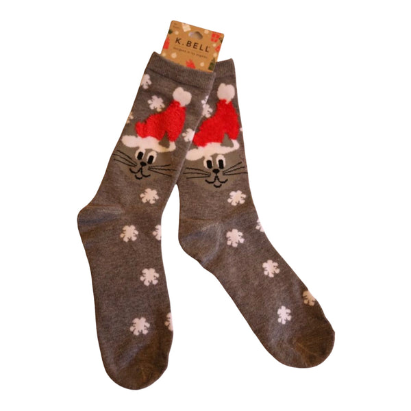 K-Bell Christmas Santa Cat Socks - The Good Cat Company