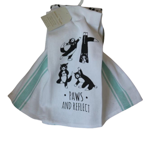 Yoga Black Cats Paws and Reflect Dish Towel Set - The Good Cat Company