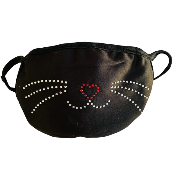 Black Cat Rhinestone Safety Facial Mask - The Good Cat Company