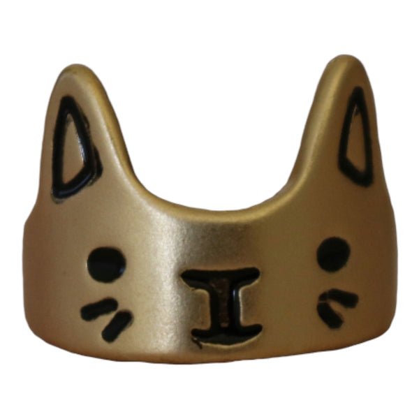 Happy Brushed Gold Cat Ring - The Good Cat Company