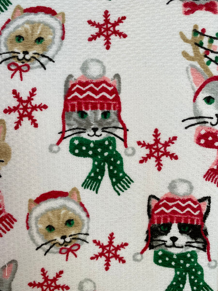 Christmas Kitty Claus Cat Kitchen Towel Set