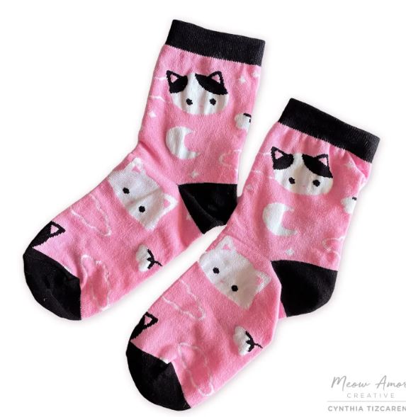 Meow Meow Pink Cat Socks