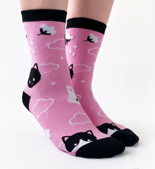 Meow Meow Pink Cat Socks