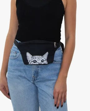 Peeking Cat Fanny Pack Crossbody Bag