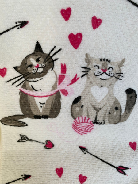 Cats in Love and Cupid's Arrows 3 Towel Set